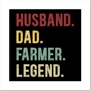 Farmer Funny Vintage Retro Shirt Husband Dad Farmer Legend Posters and Art